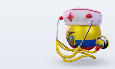 3D hemşire günü Ekvador bayrağı doğru görünüm veriyor