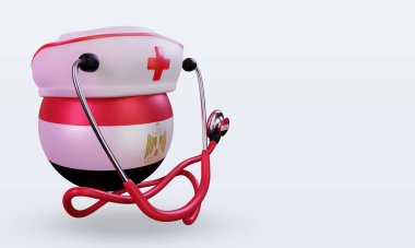 3D hemşire günü Mısır bayrağı sola bakıyor