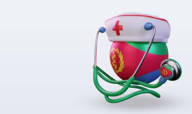 3D hemşire günü Eritre bayrağı sağa bakıyor