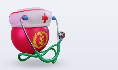 3D hemşire günü Eritre bayrağı sol görüşü yansıtıyor