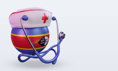 3D hemşire günü Eswatini bayrağı sola bakıyor