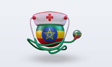 3D hemşire günü Etiyopya bayrağı ön görünüm kazandırıyor