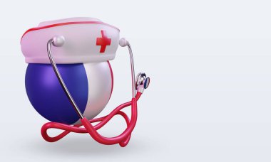 3D hemşire günü Fransa bayrağı sol görüşü yansıtıyor