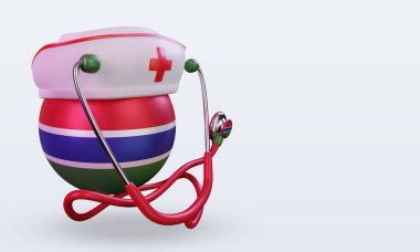 3D hemşire günü Gambiya bayrağı sol görüşü yansıtıyor