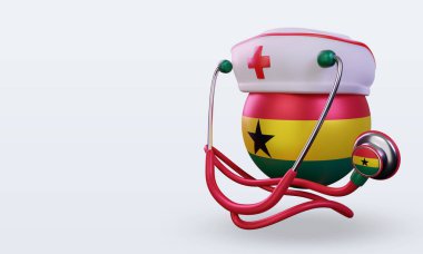 3D hemşire günü Gana bayrağı doğru görünüm veriyor