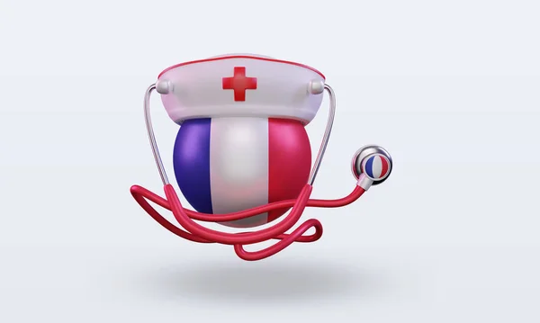Nurse Day France Flag Rendering Front View — Stock Photo, Image
