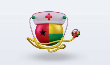 3D hemşire günü Gine bayrağı ön görünüm kazandırıyor