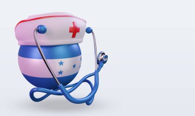 3D hemşire günü Honduras bayrağı sol görüşü yansıtıyor