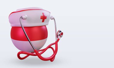 3D hemşire günü Endonezya bayrağı sol görüşü yansıtıyor