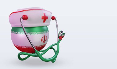 3D hemşire günü İran bayrağı sol görüşü yansıtıyor