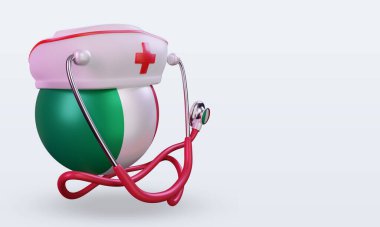 3D hemşire günü İtalya bayrağı sol görüşü yansıtıyor