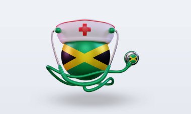 3D hemşire günü Jamaika bayrağı ön görünüm sunuyor
