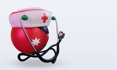 3D hemşire günü Jordan bayrağı sol görüşü yansıtıyor