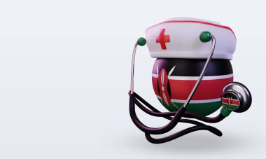 3D hemşire günü Kenya bayrağı sağa bakıyor