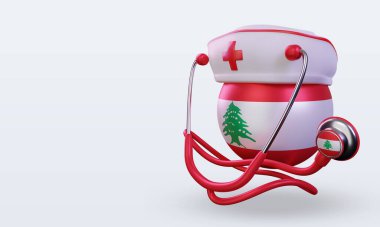 3D hemşire günü Lübnan bayrağı sağa bakıyor