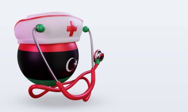 3D hemşire günü Libya bayrağı sola bakıyor