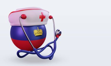 3D hemşire günü Lihtenştayn bayrağı sol görüşü yansıtıyor