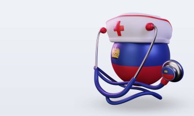 3D hemşire günü Lihtenştayn bayrağı doğru görünüm veriyor