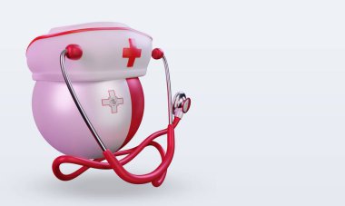 3D hemşire günü Malta bayrağı sol görüşü yansıtıyor