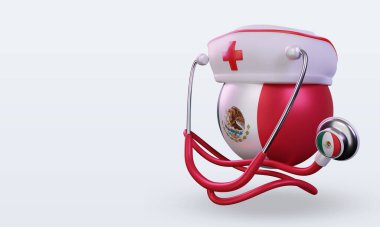 3D hemşire günü Meksika bayrağı sağa bakıyor