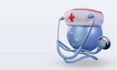 3D hemşire günü Mikronezya bayrağı doğru görünüm veriyor