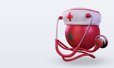 3D hemşire günü Fas bayrağı sağa bakıyor