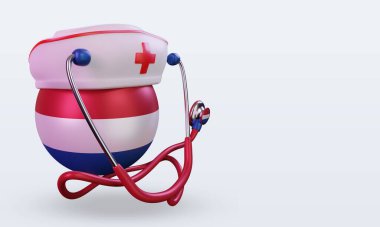 3D hemşire günü Hollanda bayrağı sol görüşü yansıtıyor