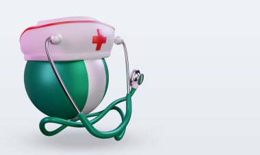 3D hemşire günü Nijerya bayrağı sol görüşü yansıtıyor