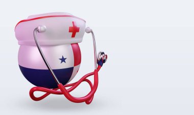 3D hemşire günü Panama bayrağı sol görüşü yansıtıyor