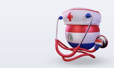 3D hemşire günü Paraguay bayrağı sağa bakıyor