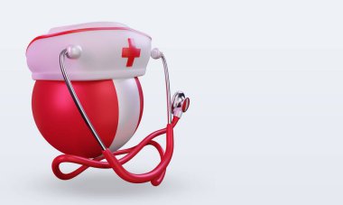 3D hemşire günü Peru bayrağı sol görüşü yansıtıyor