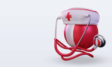 3D hemşire günü Peru bayrağı sağ görüşü yansıtıyor