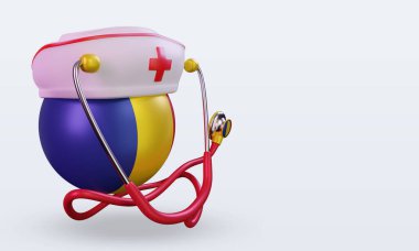 3D hemşire günü Romanya bayrağı sola bakıyor