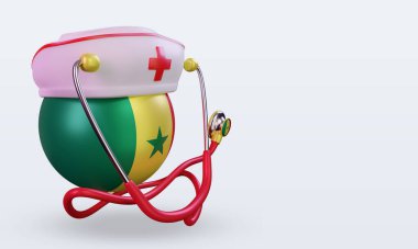 3D hemşire günü Senegal bayrağı sol görüşü yansıtıyor