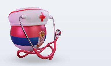 3D hemşire günü Sırbistan bayrağı sola bakıyor