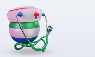 3D hemşire günü Sierra Leone bayrağı sola bakıyor