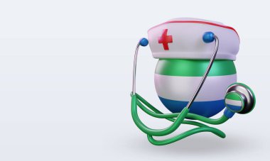 3D hemşire günü Sierra Leone bayrağı sağa bakıyor