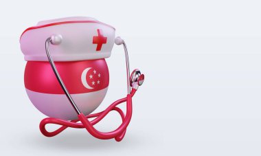 3D hemşire günü Singapur bayrağı sola bakıyor