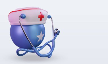 3D hemşire günü Somali bayrağı sol görüşü yansıtıyor