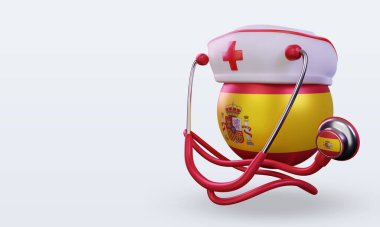 3D hemşire günü İspanya bayrağı sağa bakıyor