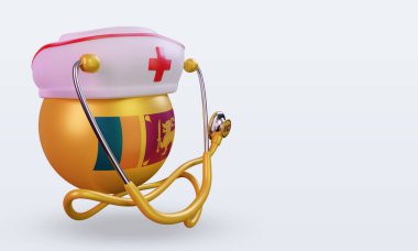 3D hemşire günü Sri Lanka bayrağı sol görüşü yansıtıyor