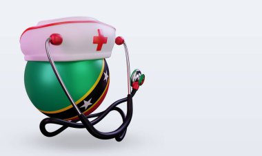 3D hemşire günü St Kitts ve Nevis bayrağı sola bakıyor