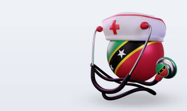 3D hemşire günü St Kitts ve Nevis bayrağı sağa bakıyor