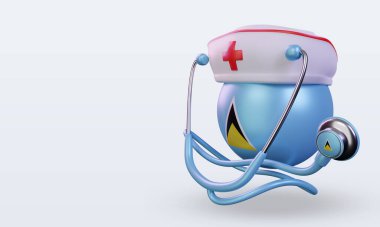 3D hemşire günü St Lucia bayrağı sağa bakıyor