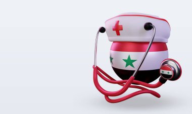 3D hemşire günü Suriye bayrağı sağa bakıyor