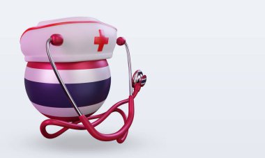 3D hemşire günü Tayland bayrağı sola bakıyor