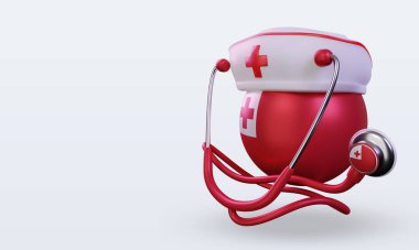 3D hemşire günü Tonga bayrağı sağa bakıyor