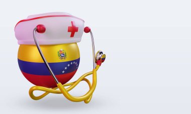 3D hemşire günü Venezuela bayrağı sol görüşü yansıtıyor