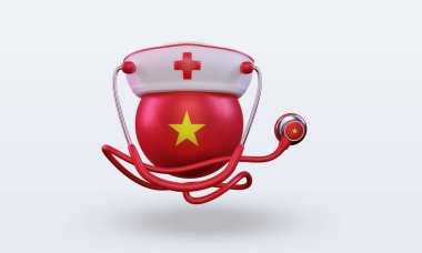 3D hemşire günü Vietnam bayrağı cephe görüntüsü veriyor