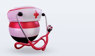 3D hemşire günü Yemen bayrağı sola bakıyor